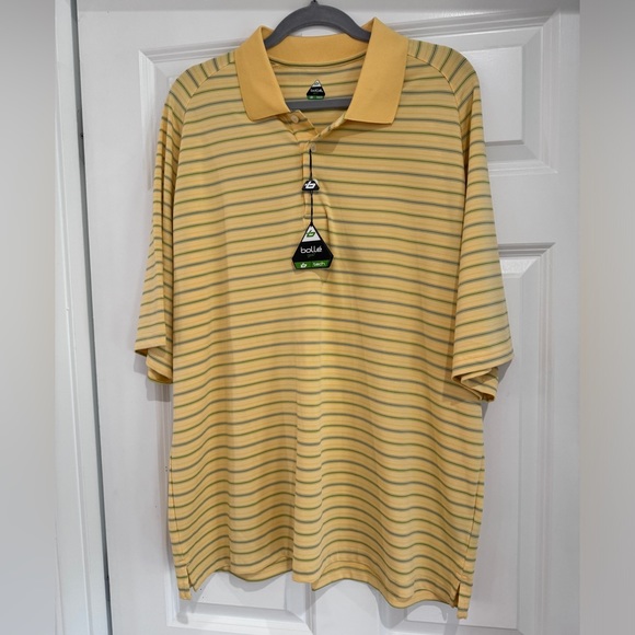 Bolle Golf Tech Yellow Shirt with Green Stripes XL NWT - Picture 1 of 3